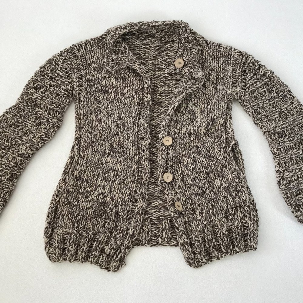 NEW Handmade Brown Marled Cardigan with Side Pockets, Size M (39" Bust)